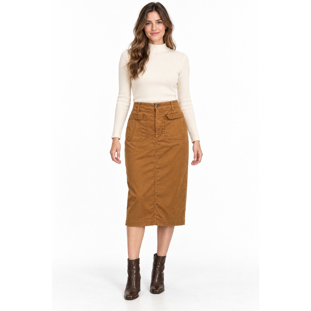 MAEVE BY ANTHROPOLOGIE Camel Brown Utility Midi Pencil Skirt Small
